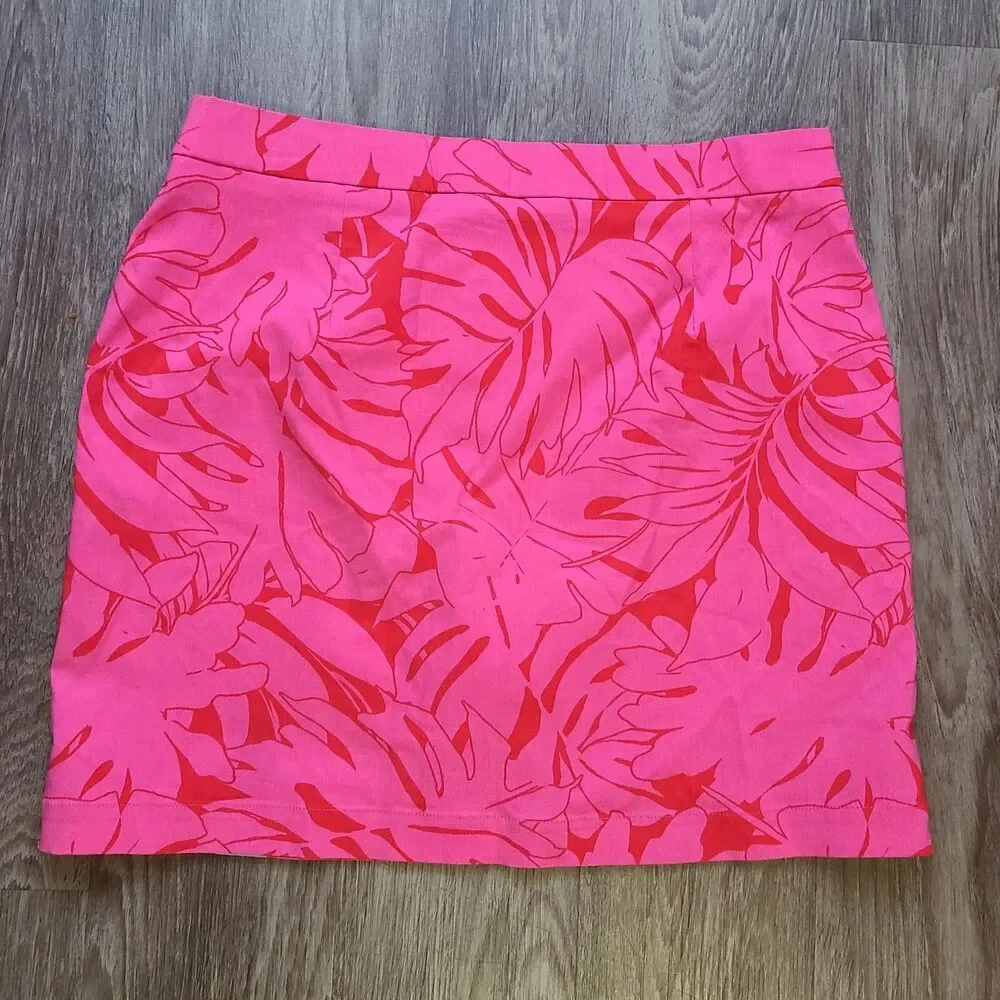 Rafaella Pink and Red Tropical Print Skort